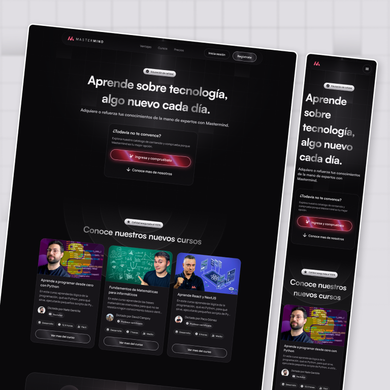 Diseño de Landing Page y Presencial Online para Mastermind